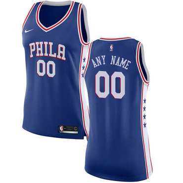 Womens Customized Philadelphia 76ers Swingman Blue Nike Icon Edition Jersey